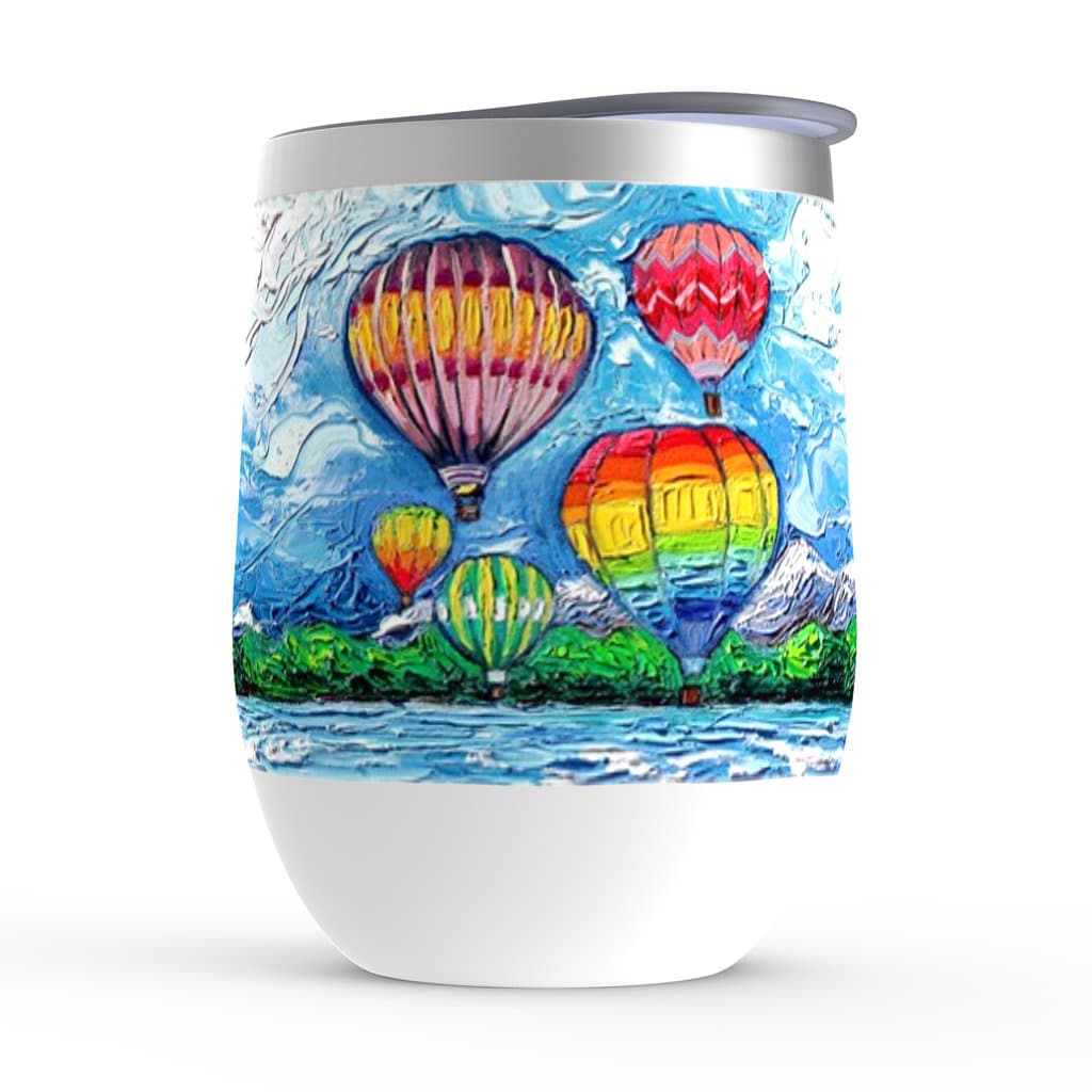 2 Hot Air Balloon Wine Glasses, Wedding Gift, Birthday Present for Travel  Lovers 