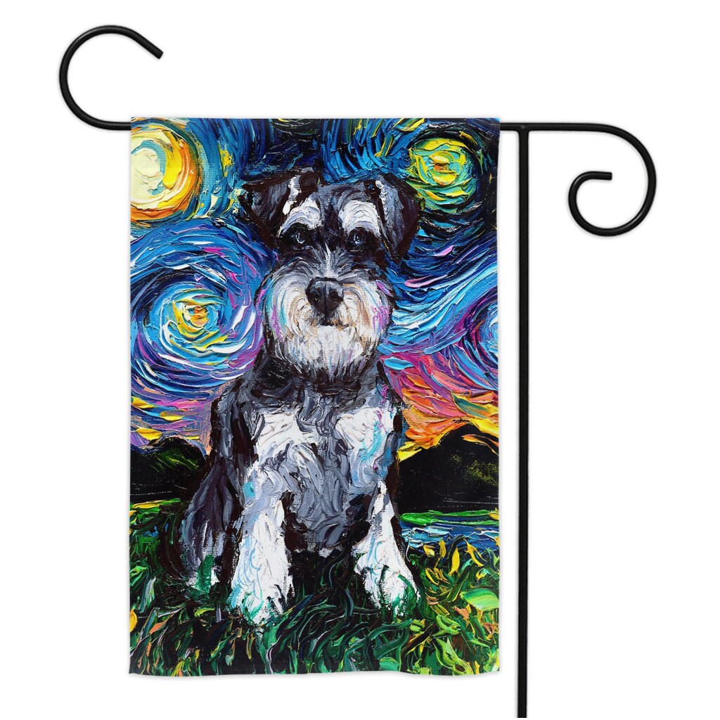Schnauzer Starry Night Yard Flags Double Sided Printing Art by - Etsy
