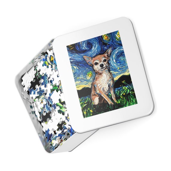 Premium Puzzle Tan Chihuahua Starry Night Dog 110, 252, or 500