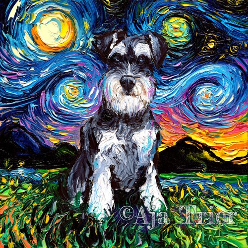 MINIATURE SCHNAUZER Painting Dog ART 11 X 14 by Artist DJR 