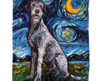 Irish Wolfhound Starry Night Dog 60x50 Inch Fleece Throw Blanket Art By Aja Home Decor Soft Housewares Free US Shipping