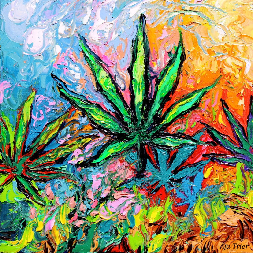 Pot Leaf Art Print Marijuana Cannabis Psychedelic Artwork Free