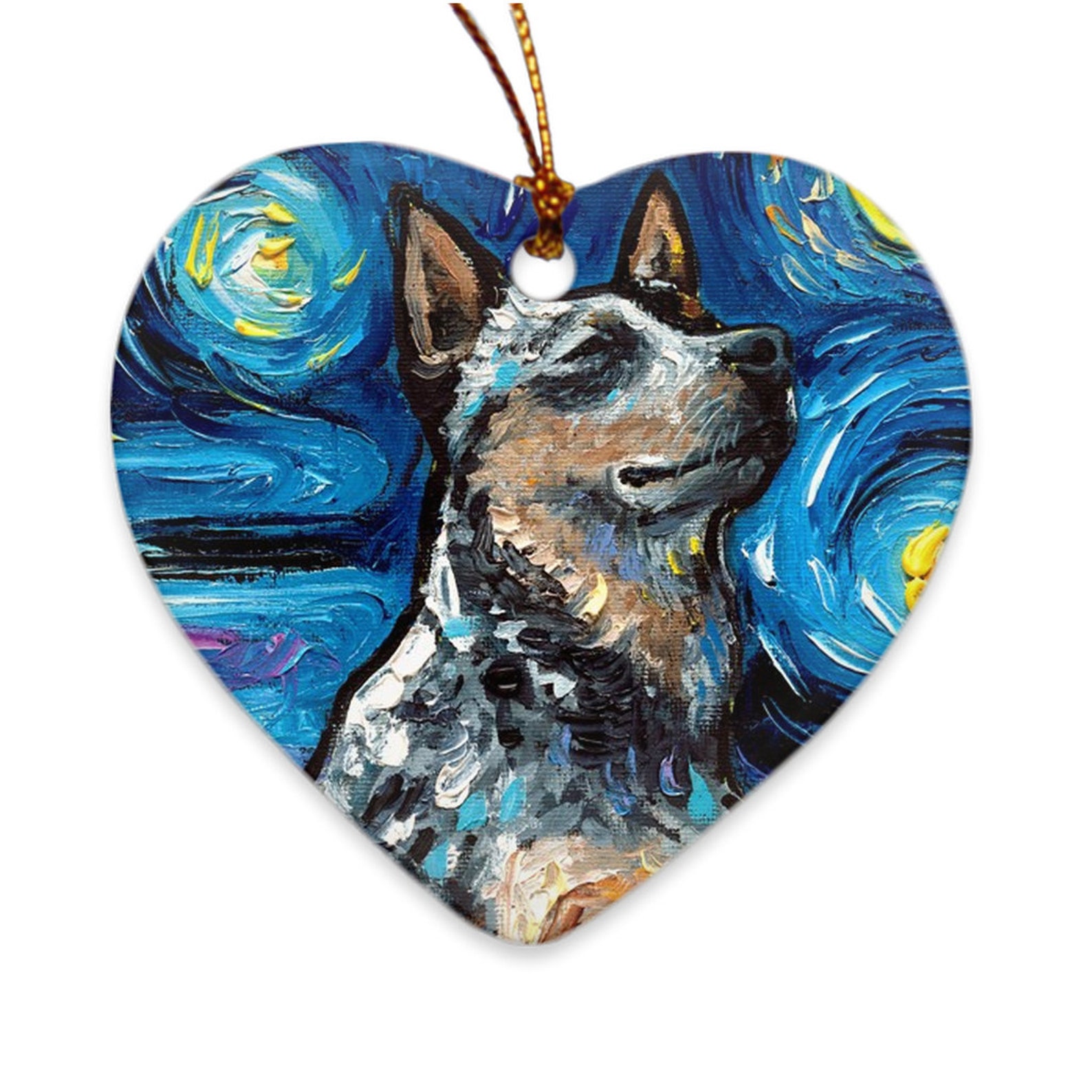 Blue Heeler Starry Night Porcelain Ornaments Printed on Both - Etsy