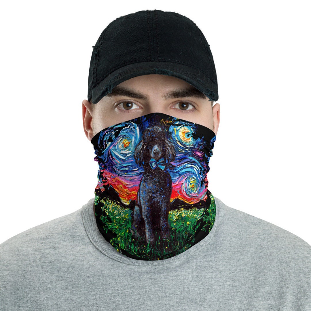 Black Standard Poodle Dog Starry Night Art Face Mask Face - Etsy