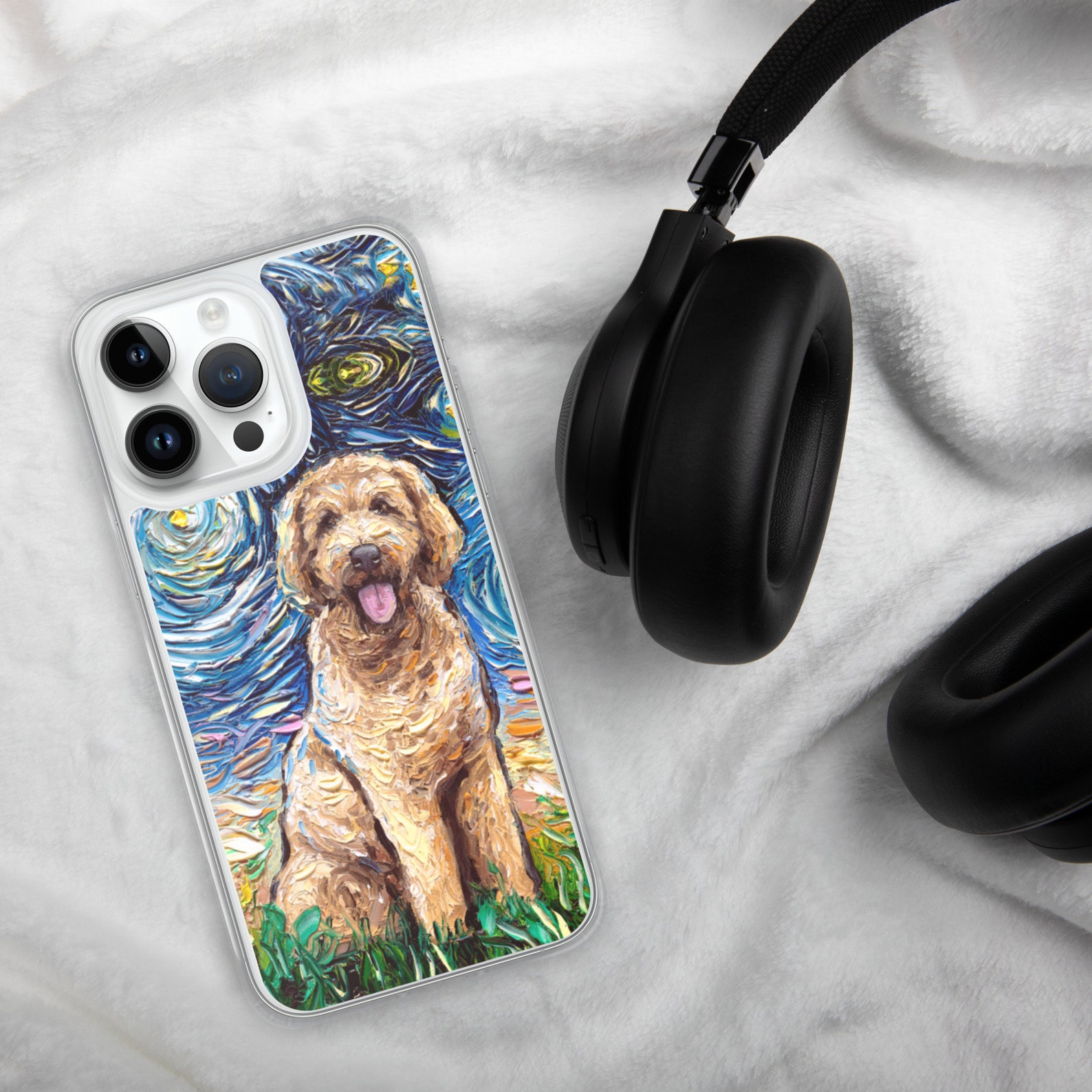 Goldendoodle Starry Night Iphone Case Dog Lover Cute Fluffy Etsy