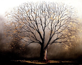Print of original oil painting landscape by Aja - Story of the Tree 66 20x30