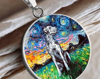 Merle Great Dane Necklace: Starry Night Dog Art, Personalized Engraving