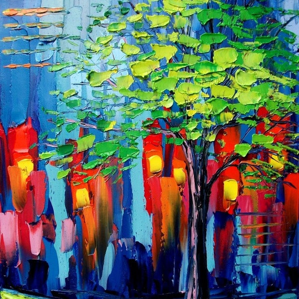 Story of the Tree XXX - 16x20 impasto abstract landscape abstract original painting by Aja