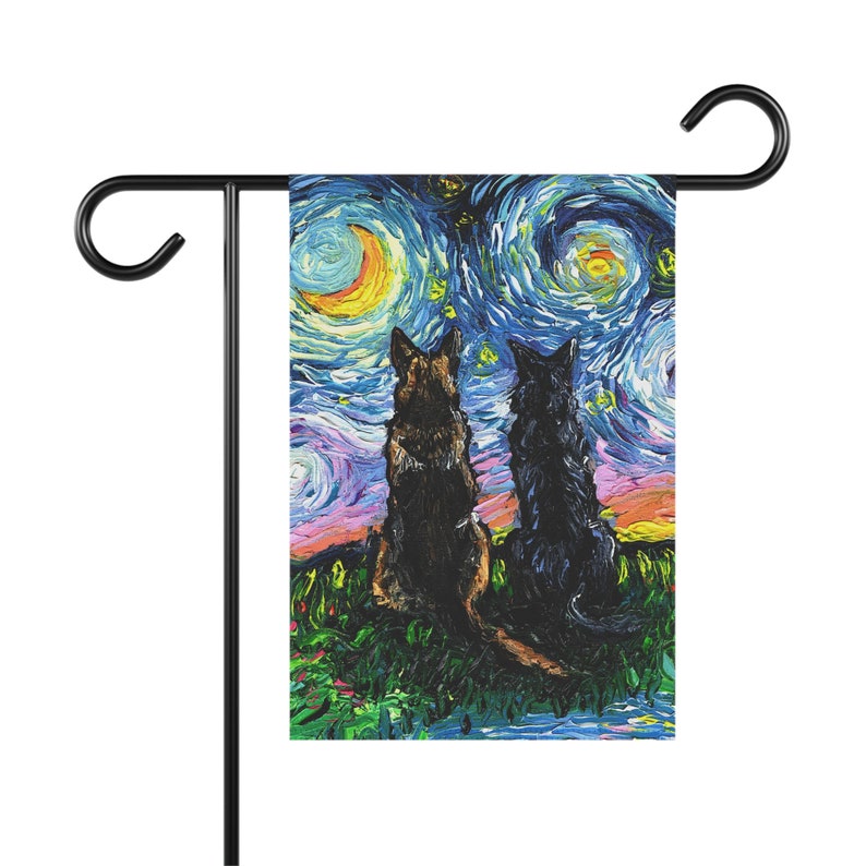 German Shepherd Starry Night Outdoor Garden Flag 12'' × 18''