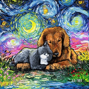 Dog and Cat Art Etsy
