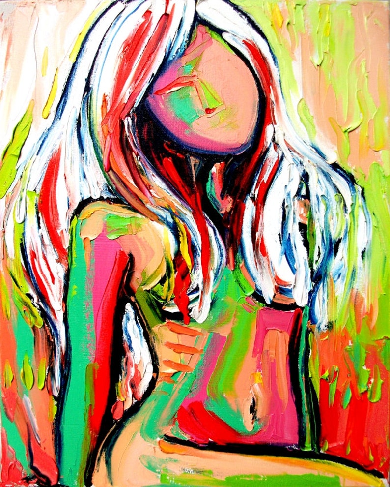 Abstract Nude print colorful art by Aja Femme 324 8x10, 11x14 and 16x20 inches choose your size image 1