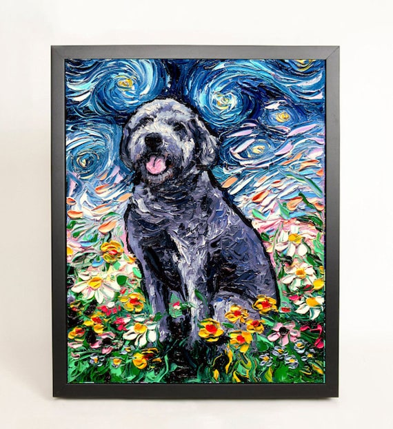 Labradoodle print signed by artist Labradoodle dog art print 8x8/"