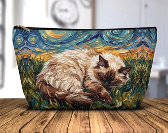 Himalayan Cat Cosmetic Bag Starry Night Makeup Pouch