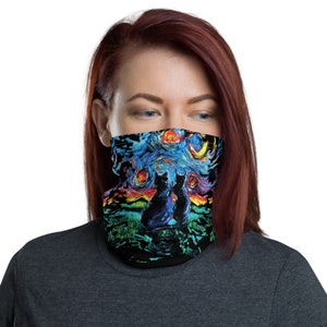 Starry Night Black Cats Abstract Face Mask Face Shield - Etsy