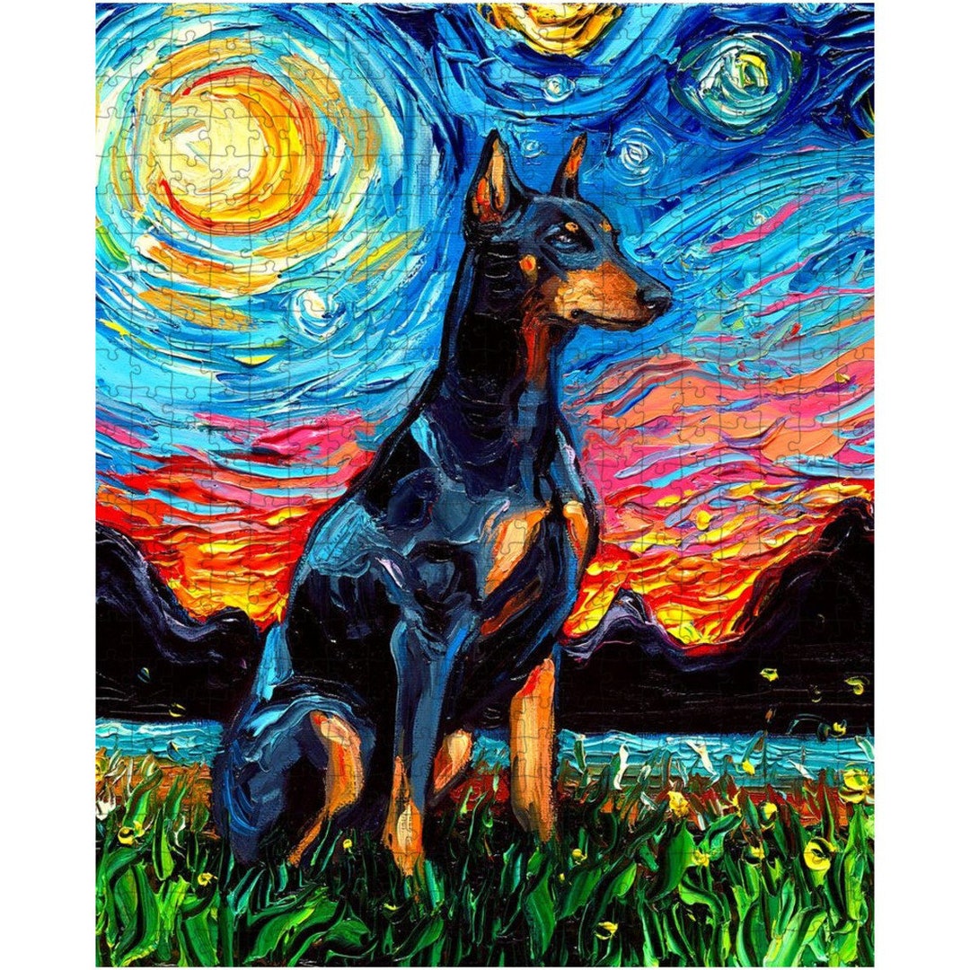 Puzzle Doberman Pinscher Starry Night Dog 252 or 500 Piece Etsy