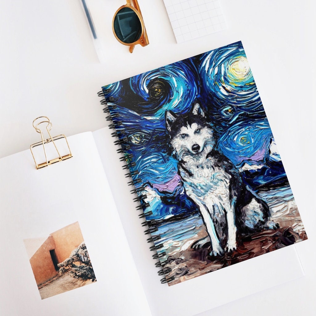 Chiot husky, mini cahier spirale, 240 pages, Fr
