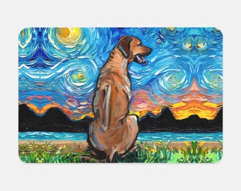 Pet Mat - Rhodesian Ridgeback Starry Night Dog Feeding Mat Non-Slip Rubber 12x18 inches Art by Aja Animal Artwork Home Decor Pet Gift