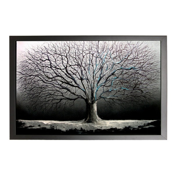 Silver Tree Landscape Art READY to HANG 24x36x1.5 Black FRAMED Canvas print Iced by Aja living room bedroom wall decor minimalist winter