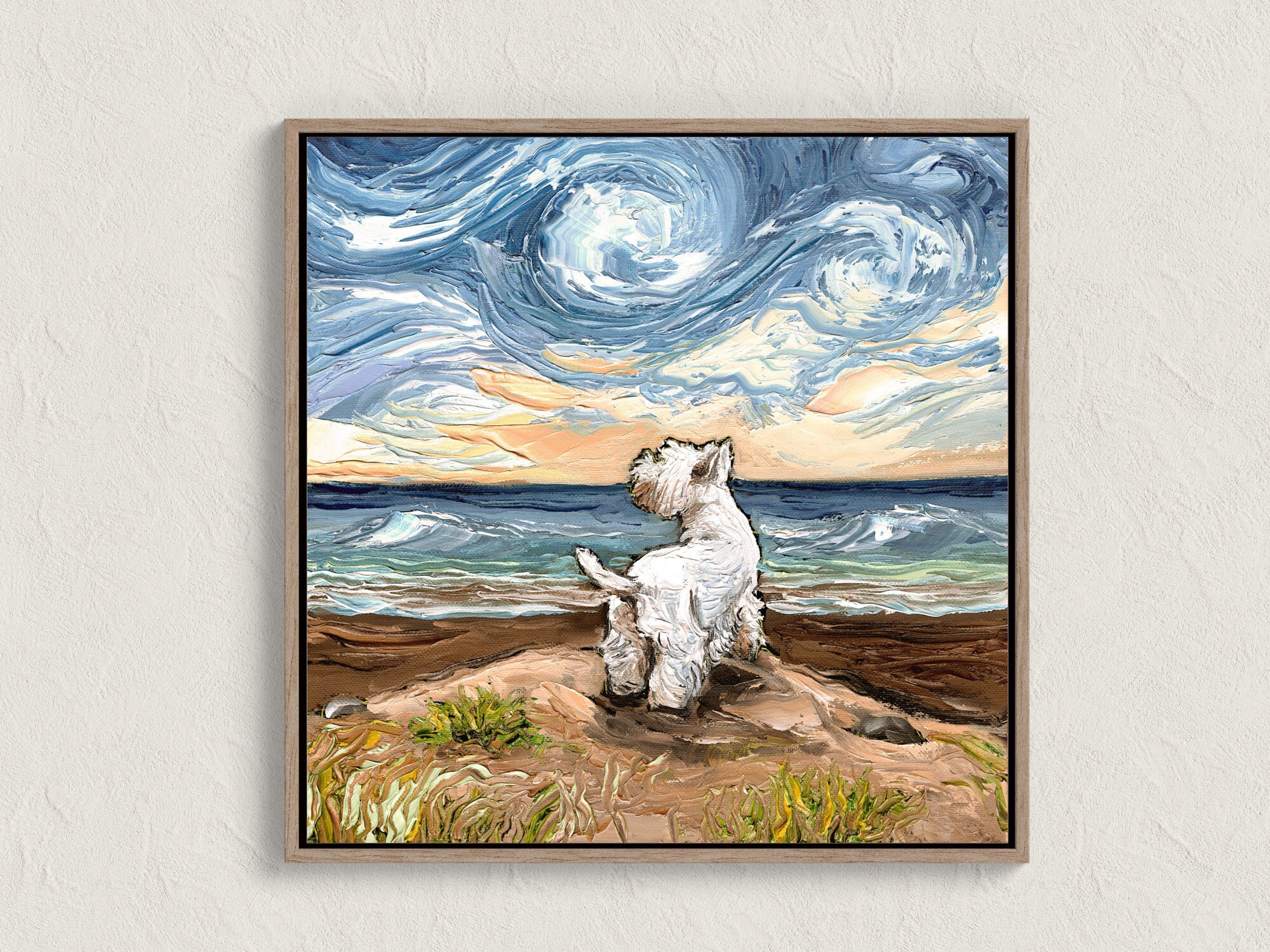 West Highland Terrier Beach Art Print Impressionist Dog Westie Wall Art ...