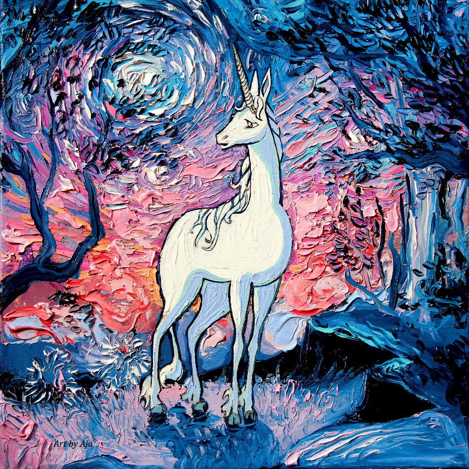 Last Unicorn Art Starry Night Giclee print The Last Star of | Etsy