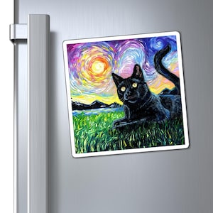 猫マグネット、猫好きへのギフト、天空の黒猫マグネット、動物好きの装飾、猫のキッチン装飾、かわいい猫の冷蔵庫マグネット、新築祝いのギフト