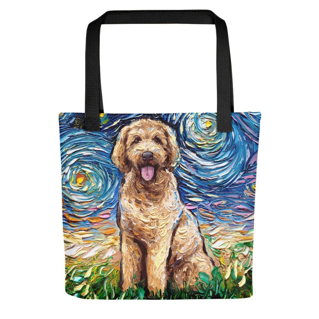 Goldendoodle Dog Starry Night Tote Bag Handbag Artwork by Aja - Etsy