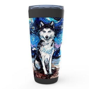 Siberian Husky Starry Night Dog Viking Tumbler Insulated Stainless Steel Drinkware Art By Aja Travel Mug