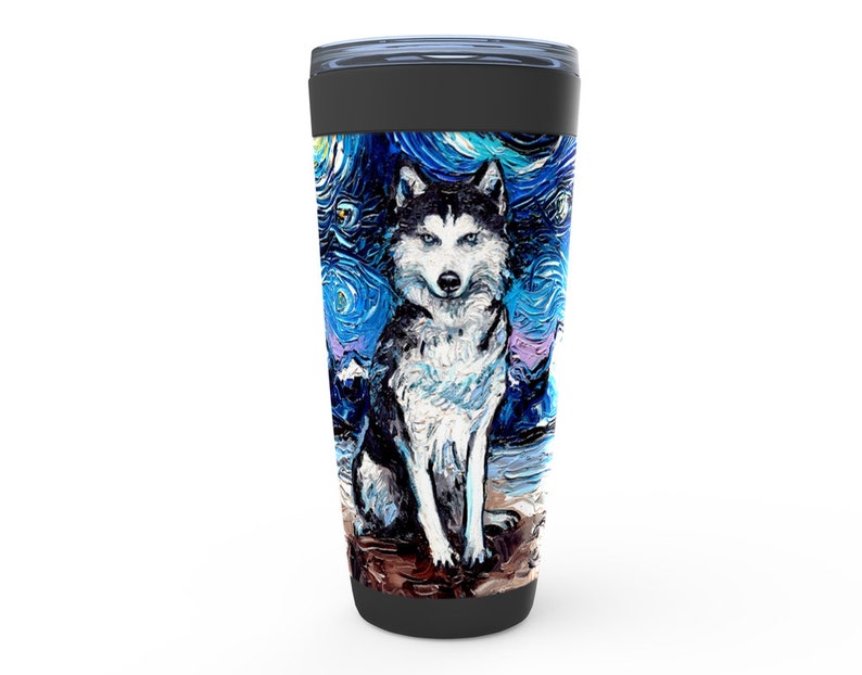 Siberian Husky Starry Night Dog Viking Tumbler Insulated Stainless Steel Drinkware Art By Aja Travel Mug image 1