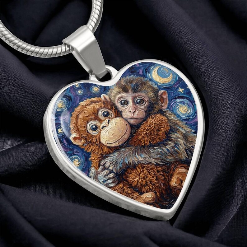 Custom Pet Necklace: Starry Night Engraved Heart Pendant, Personalized Jewelry image 11