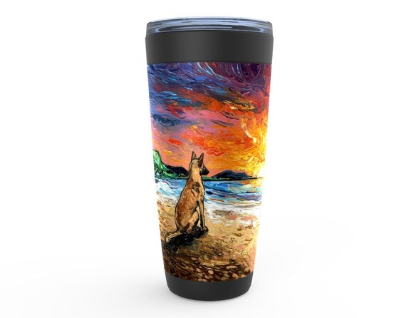 Beach Days Belgian Malinois Shepherd Dog Viking Tumbler Insulated Stainless Steel Drinkware Art By Aja Travel Mug