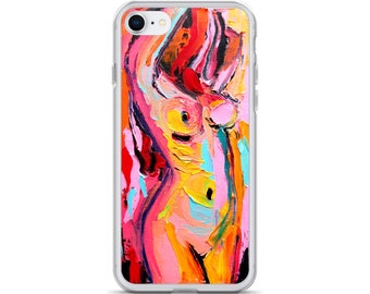 Abstract Nude iPhone Case Phone Protector Femme 179 colorful female nude art by Aja pink woman