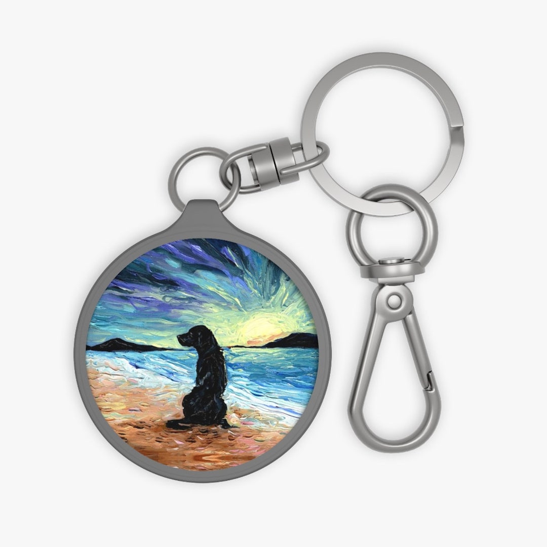 Keyring Tag - Beach Days - Black Labrador Dog Key Chain Keychain School ...