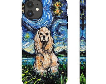 Dog Lover Phone Case Buff American Cocker Spaniel iPhone Case Starry Night Samsung Case Dog Lover Gift Phone Protector Dog Mom Phone Cover