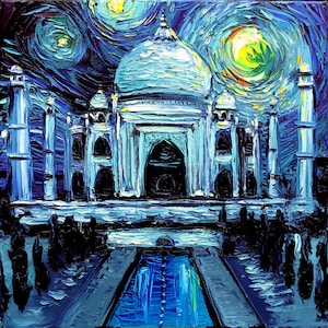 Taj Mahal Starry Night Art print van Gogh Never Saw Taj Mahal by Aja DIGITAL DOWNLOAD