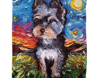 Yorkshire Terrier Yorkie Starry Night Dog 60x50 Inch Fleece Throw Blanket Art By Aja Home Decor Soft Housewares Free Us Shipping