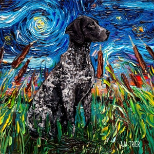 Black German Shorthaired Pointer dog Art CANVAS print Starry Night Aja choose size pup hunting dog lover gift home decor animal lover gift