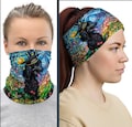 Black Poodle Dog Starry Night 2020 Graduate Art Face Mask, Face Shield Washable Reusable Mask Neck Gaiter Headband Art by Aja