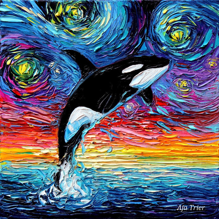 Orca Art Print Killer Whale Van Gogh Never Saw Alaska by Aja - Etsy