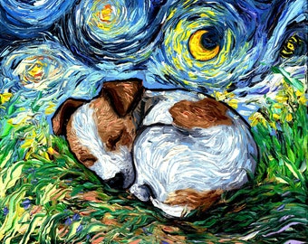 Dog Starry Night Canvas Print Jack Russell Terrier Gift Gallery Wall Art Jack Russell Dog Mom Gift Idea Home Decor