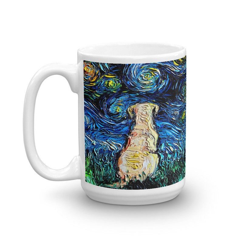 Yellow Labrador Coffee Mug Dog Lover Starry Night Art by Aja - Etsy