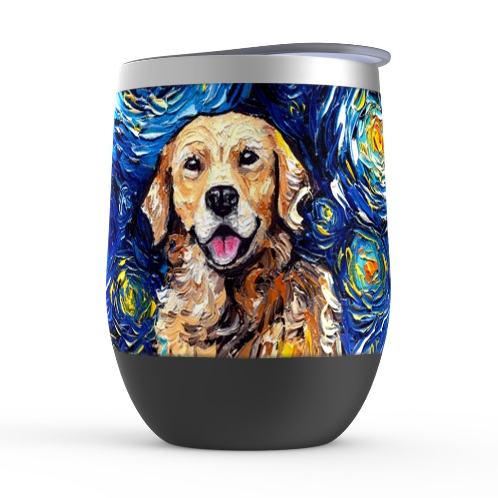 Teal 12 oz Double Wall Vacuum Insulated Stainless Steel Stemless Wine Tumbler Glass Coffee Travel Mug With Lid Talk Doodle To Me Doodle Dog