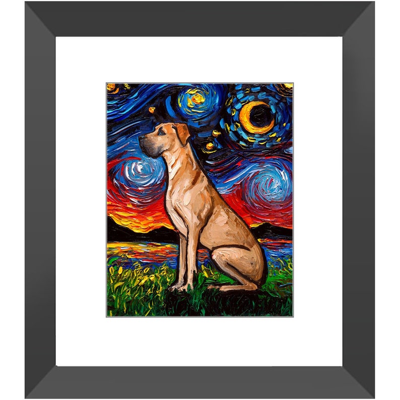 Framed Wall Art Fawn Great Dane Starry Night Dog Print Ready Etsy