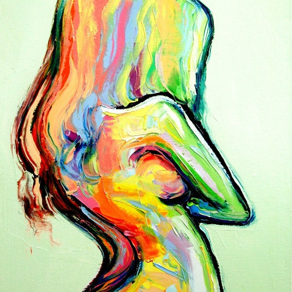 SPECIAL Figure painting abstract nude oil on canvas by Aja 16x20 Femme 340
