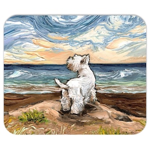 Mousepad - Westie At The Beach Computer Desk Accessories Home Office Science Decor Mouse Pad 7.75x9.25 Inches West Highland Terrier