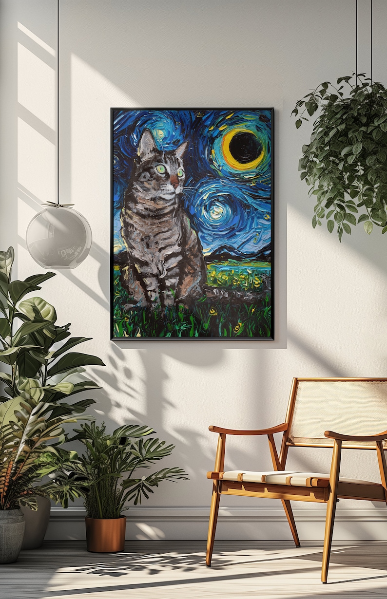 Gift Idea Starry Night Cat Print