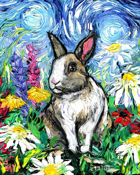 A Starry Rabbit Starry Night Bunny Drawing