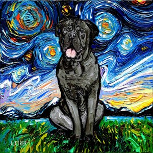 Neapolitan Mastiff Art CANVAS print Starry Night Ready to Hang wall decor artwork display by Aja animal home