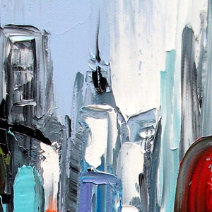 Faces of the City CXIX 11x14 abstract cityscape original oil painting by Aja image 5