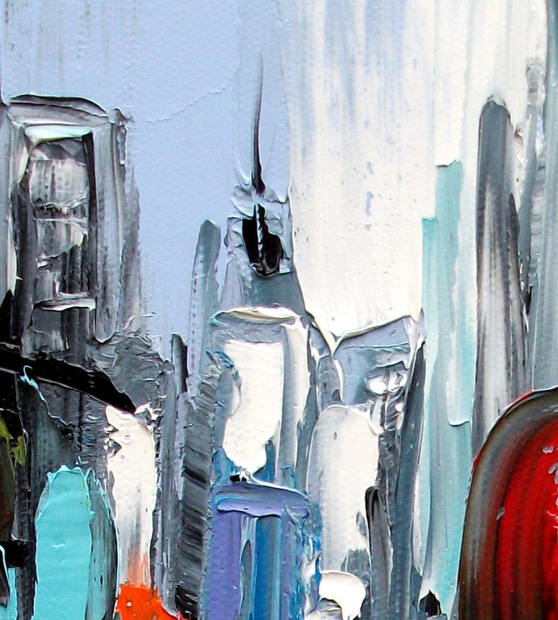 Faces of the City CXIX 11x14 abstract cityscape original oil painting by Aja image 5