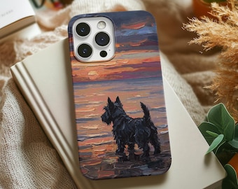 Scottish Terrier at the Beach Phone Case iPhone Samsung Pixel Scottie Dog Cell Cover